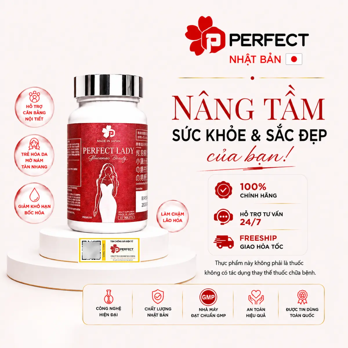[V1] Viên Uống Nội Tiết Tố Nữ Khỏe Trong Đẹp Ngoài Perfect Lady Nhật Bản * Hỗ Trợ Giảm Triệu Chứng Tiền Mãn Kinh, Mãn Kinh, Mờ Thâm Sạm Nám
