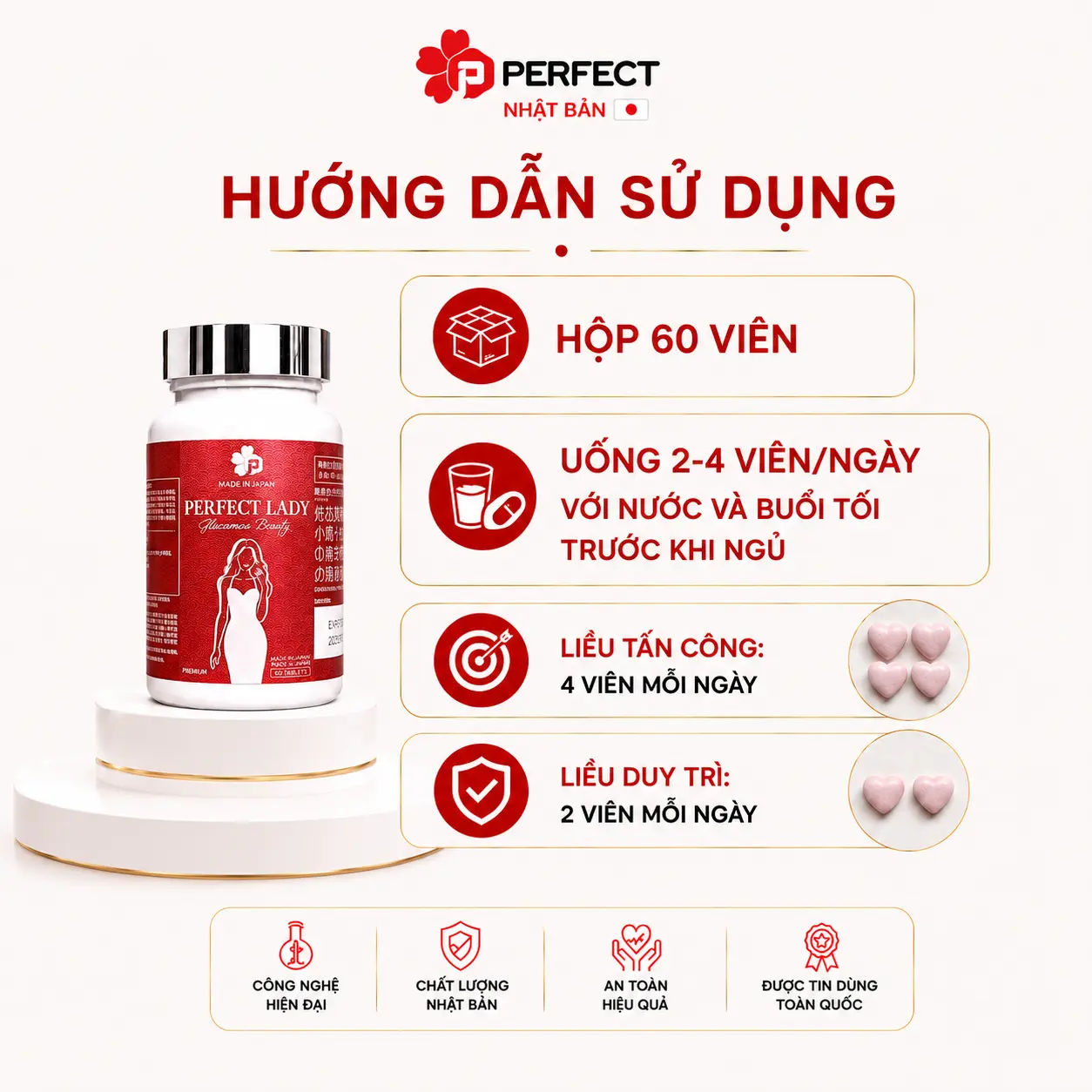 [V1] Viên Uống Nội Tiết Tố Nữ Khỏe Trong Đẹp Ngoài Perfect Lady Nhật Bản * Hỗ Trợ Giảm Triệu Chứng Tiền Mãn Kinh, Mãn Kinh, Mờ Thâm Sạm Nám