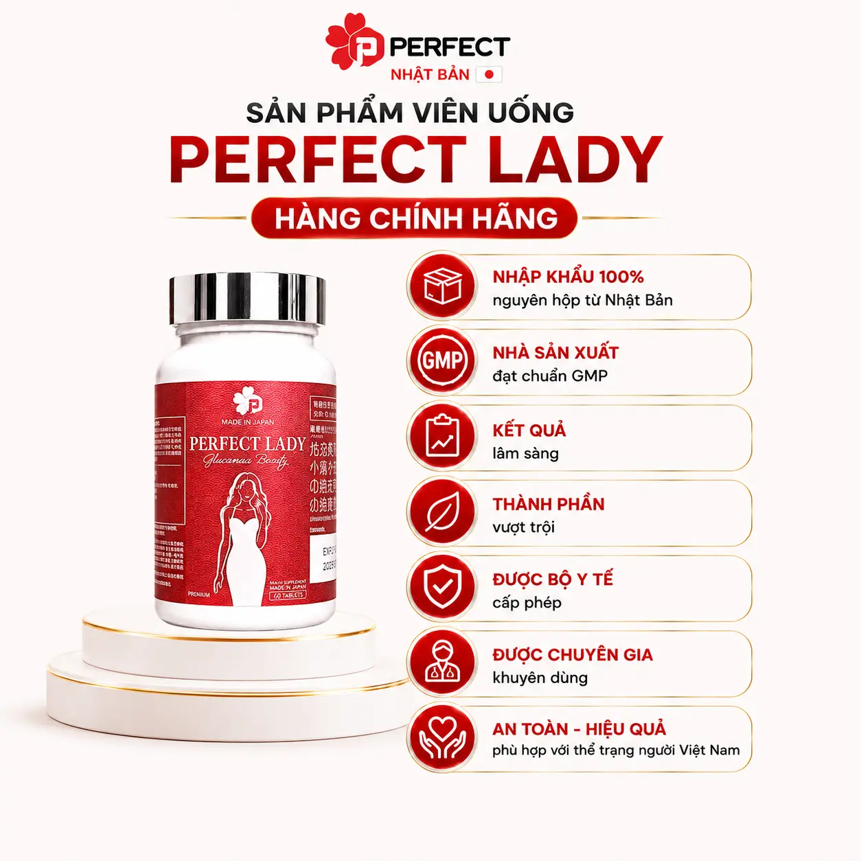 [V1] Viên Uống Nội Tiết Tố Nữ Khỏe Trong Đẹp Ngoài Perfect Lady Nhật Bản * Hỗ Trợ Giảm Triệu Chứng Tiền Mãn Kinh, Mãn Kinh, Mờ Thâm Sạm Nám