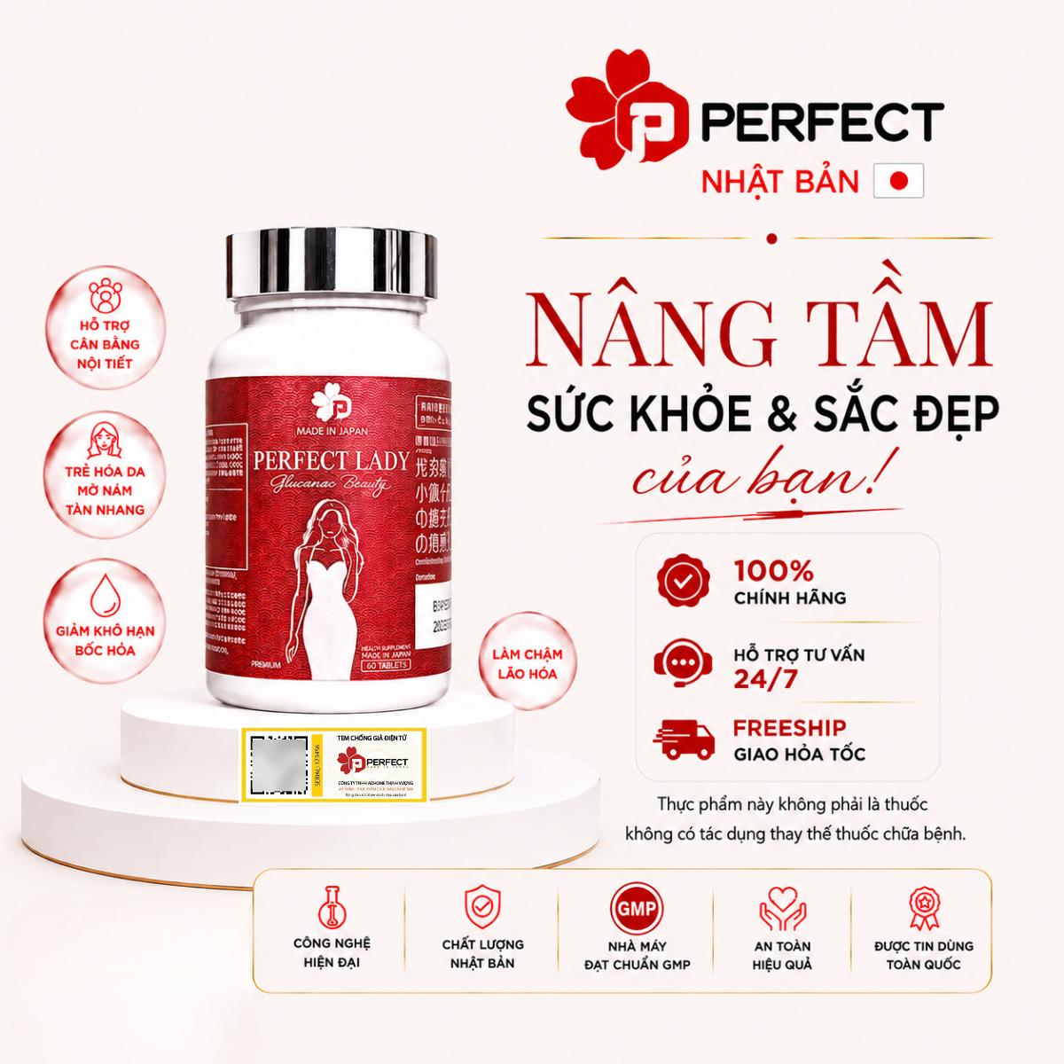 [V1] Viên Uống Nội Tiết Tố Nữ Khỏe Trong Đẹp Ngoài Perfect Lady Nhật Bản * Hỗ Trợ Giảm Triệu Chứng Tiền Mãn Kinh, Mãn Kinh, Mờ Thâm Sạm Nám