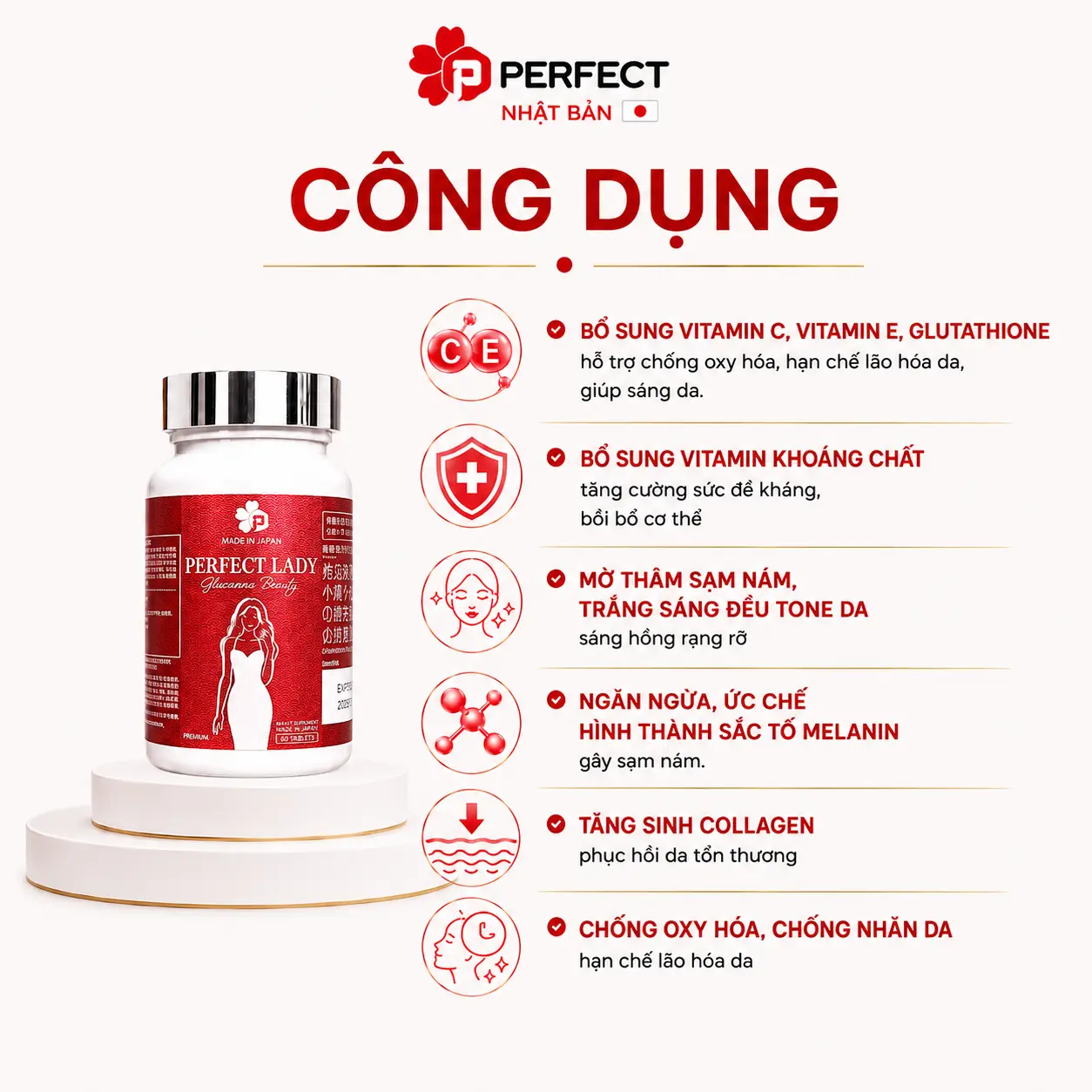 [V1] Viên Uống Nội Tiết Tố Nữ Khỏe Trong Đẹp Ngoài Perfect Lady Nhật Bản * Hỗ Trợ Giảm Triệu Chứng Tiền Mãn Kinh, Mãn Kinh, Mờ Thâm Sạm Nám